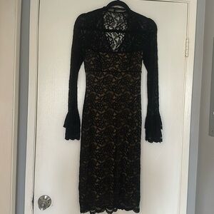 Laundry size2 women’s below the knee black lace dress with flesh underneath